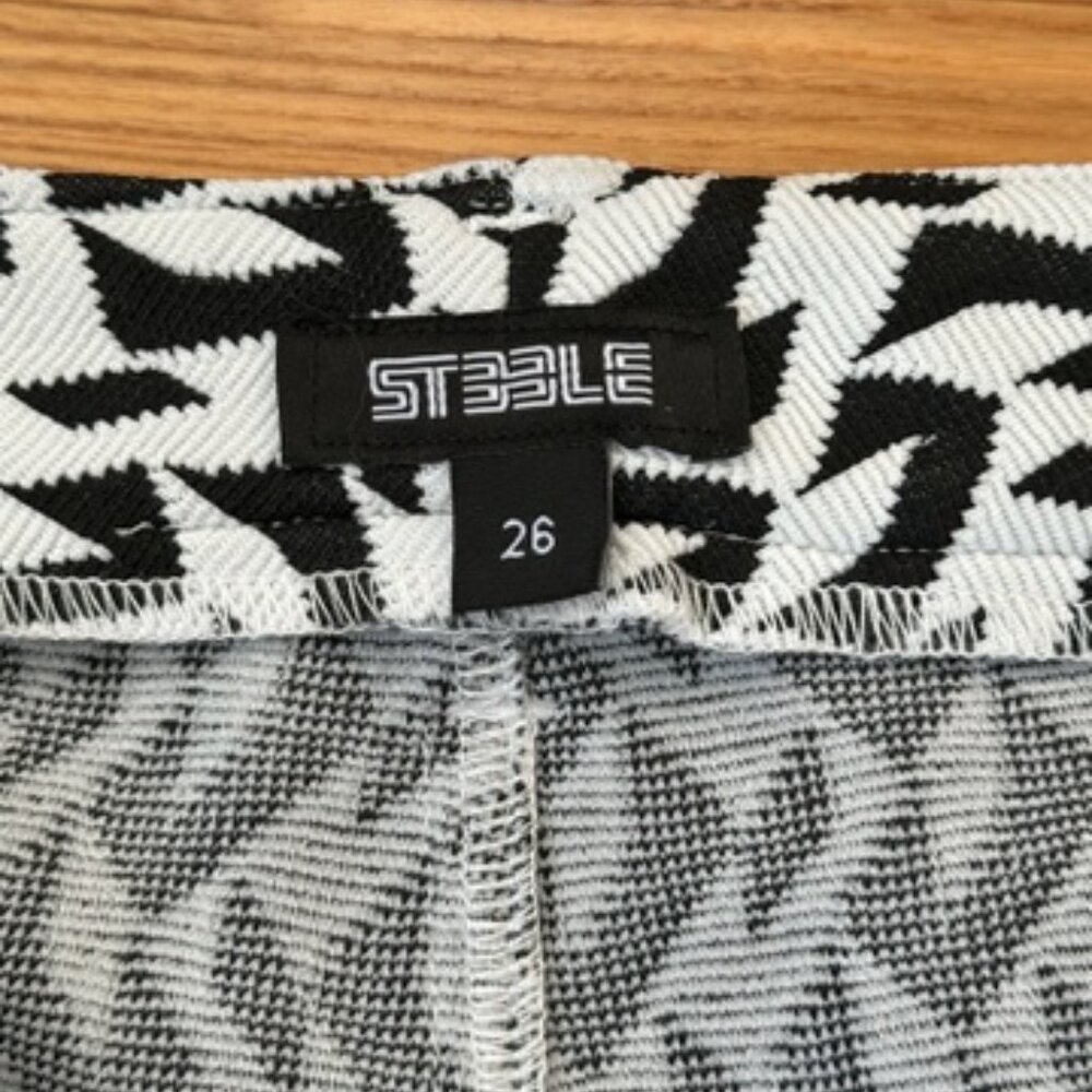 ST33LE Shorts Men's Size 26 Geometric Stretch 5-Pocket Black & White - Picture 4 of 4